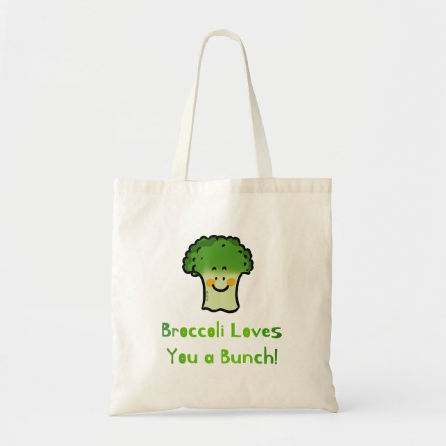 Cute Broccoli Pun Cartoon Design Tote Bag (Front)