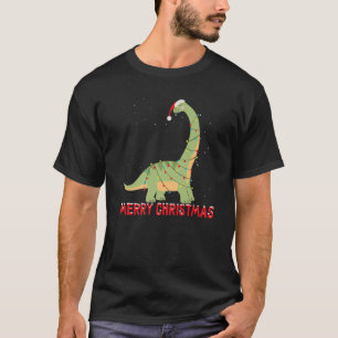 Cute Brontosaurus Christmas Tree Lights T-Shirt