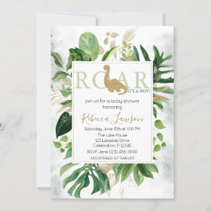 Cute Brontosaurus Dinosaur Baby Shower Invitation