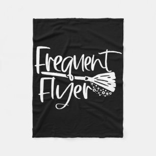 Cute Broomstick Frequent Flyer Witch Halloween Fleece Blanket