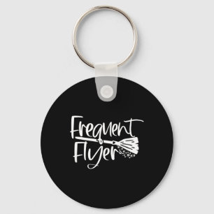 Cute Broomstick Frequent Flyer Witch Halloween Key Ring