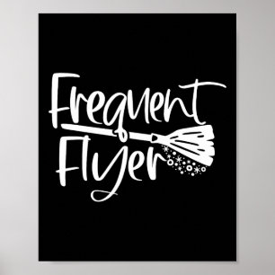 Cute Broomstick Frequent Flyer Witch Halloween Poster