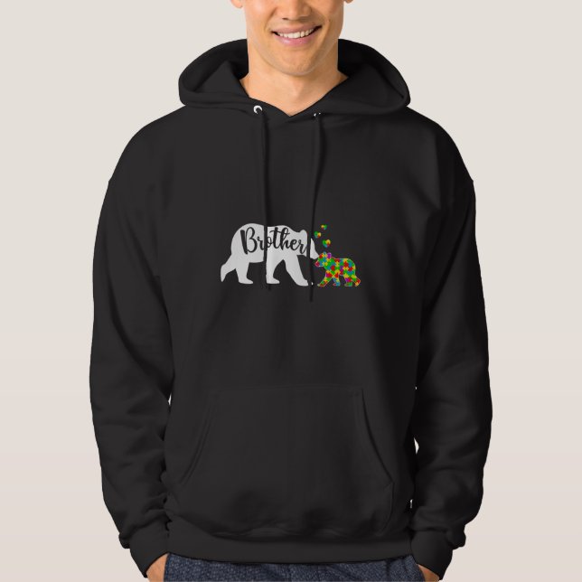 Cute Brother Bear Autism Awareness Family Support  Hoodie (Front)