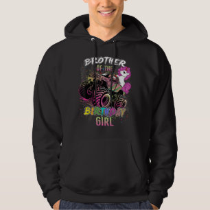 Cute Brother Of A Monster Truck Girl Birthday Girl Hoodie