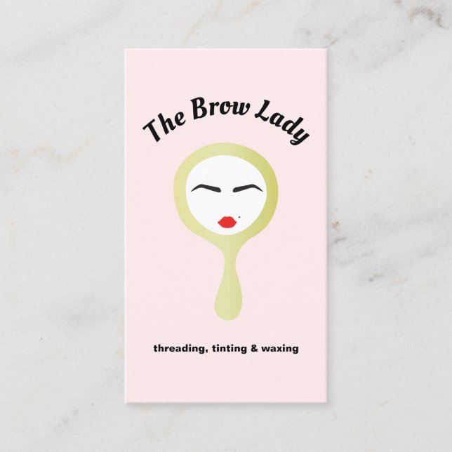 Cute  Brow Tinting, Threading and Waxing Pink Business Card (Front)
