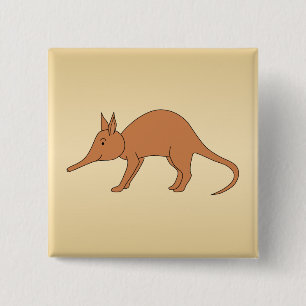 Cute Brown Aardvark 15 Cm Square Badge