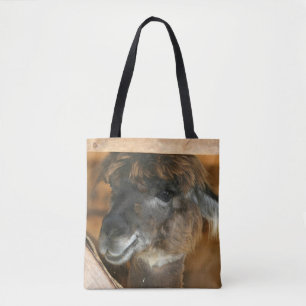 Cute Brown Alpaca Llama Farm Animal Tote Bag