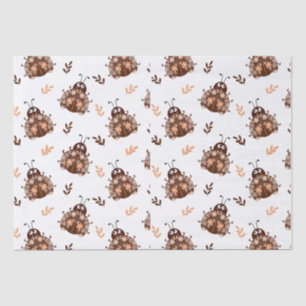 Cute Brown and Beige Ladybug and Flower Pattern Tissue Paper