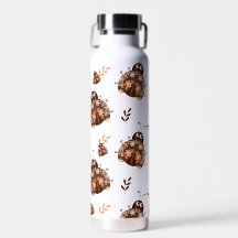 Cute Brown and Beige Ladybug and Flower Pattern