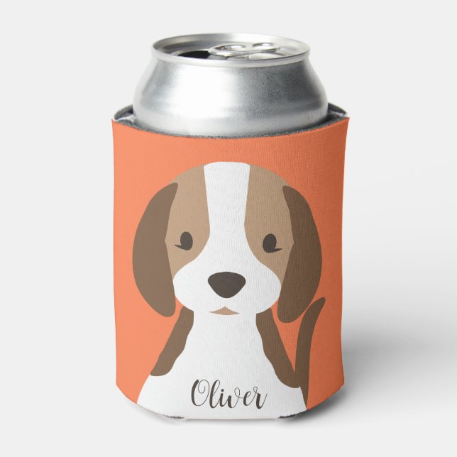 Cute brown and white dog portrait can cooler (Can Front)