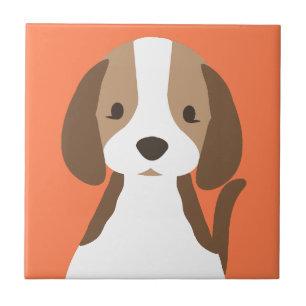 Cute brown and white dog portrait ceramic tile
