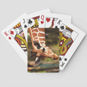 Cute Brown and White Giraffe Face Portrait Playing Cards