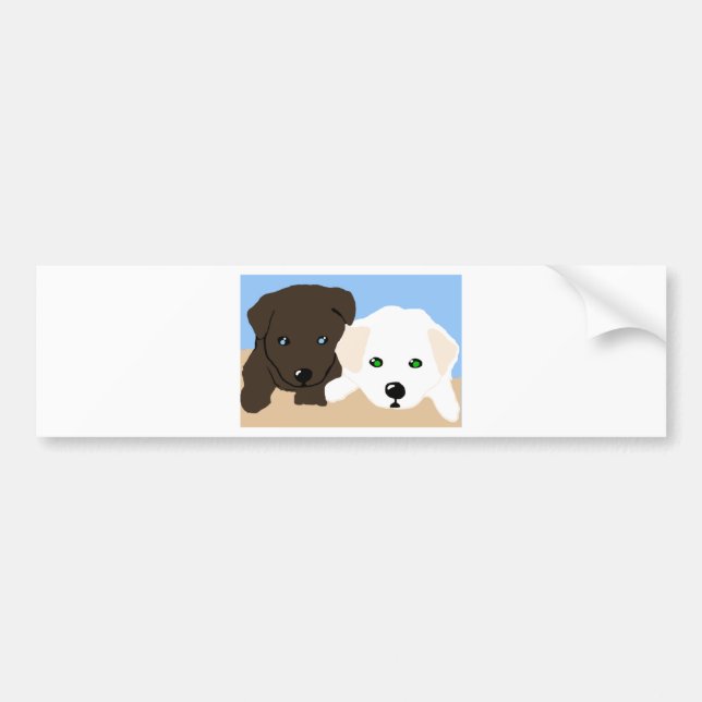Cute brown and white Labrador puppy art gifts Bumper Sticker (Front)