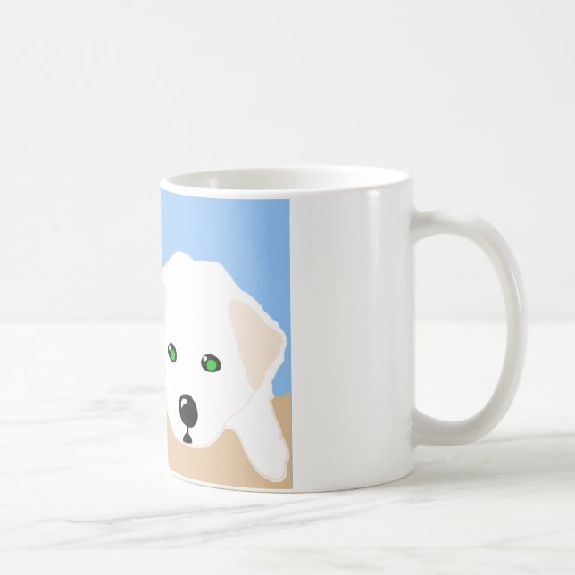 Cute brown and white Labrador puppy art gifts Coffee Mug (Right)