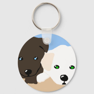 Cute brown and white Labrador puppy art gifts Key Ring