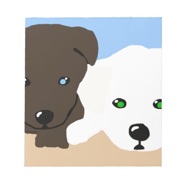 Cute brown and white Labrador puppy art gifts Notepad (Front)