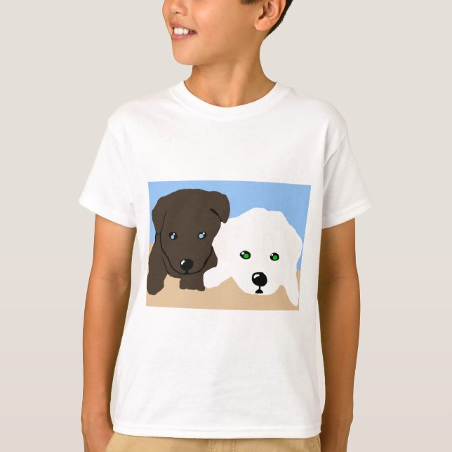 Cute brown and white Labrador puppy art gifts T-Shirt (Front)
