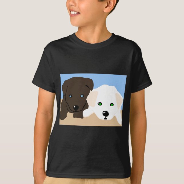 Cute brown and white Labrador puppy art gifts T-Shirt (Front)