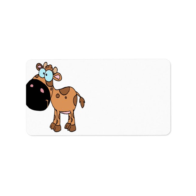 cute brown baby cow calf label (Front)