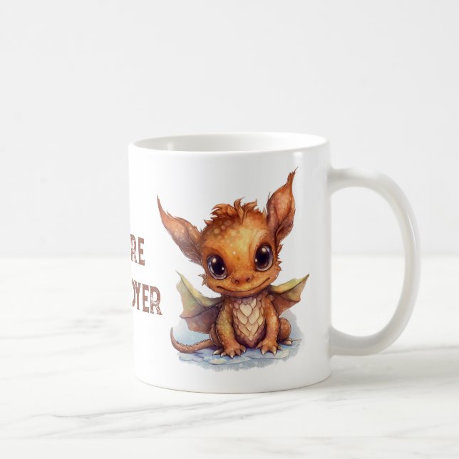 Cute Brown Baby Dragon Coffee Mug (Right)
