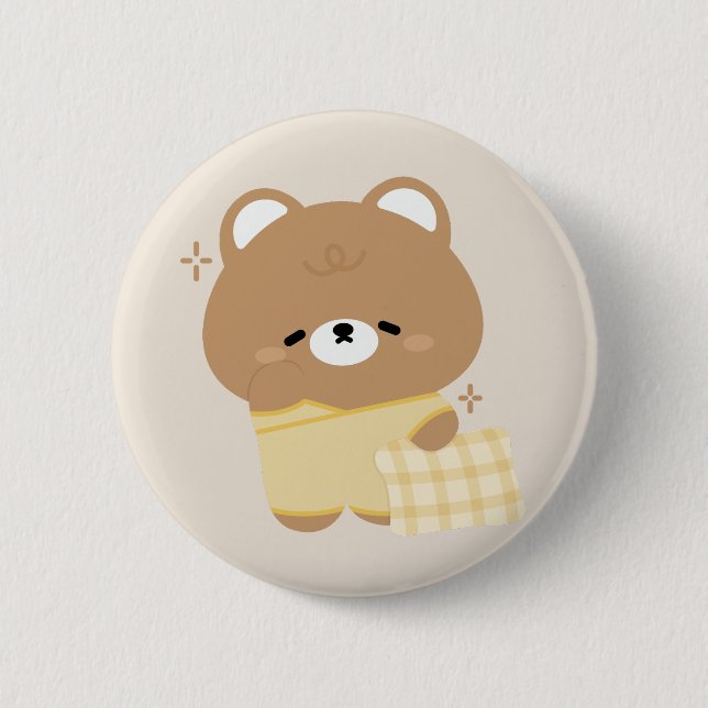 Cute Brown Bear 6 Cm Round Badge (Front)