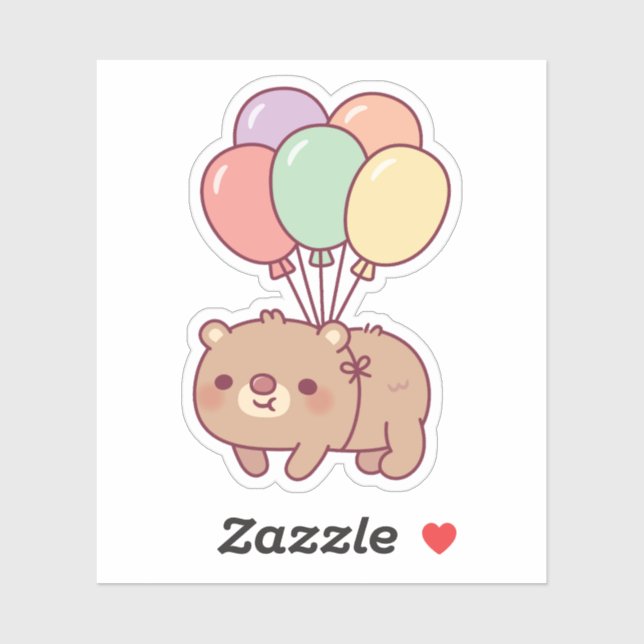 Cute Brown Bear and Balloons (Sheet)