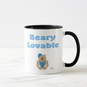 Cute Brown Bear Blue Baseball Cap Beary Loveable Mug