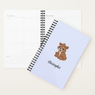 Cute brown bear blue planner