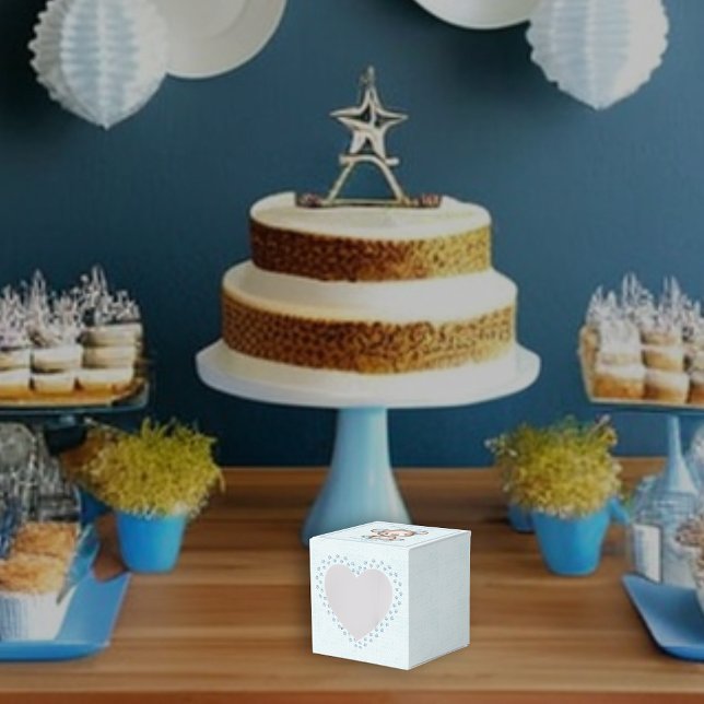 Cute Brown Bear Boy Blue Blanket Favour Box (Creator Uploaded)