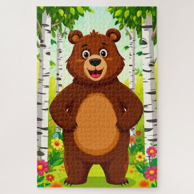 Cute Brown Bear Cartoon Jigsaw Puzzle (Vertical)