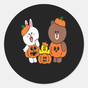 Cute Brown Bear Cony Bunny Rabbit Duck Pumpkin Classic Round Sticker