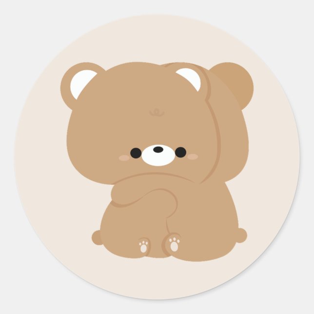 Cute Brown Bear Couple Classic Round Sticker (Front)