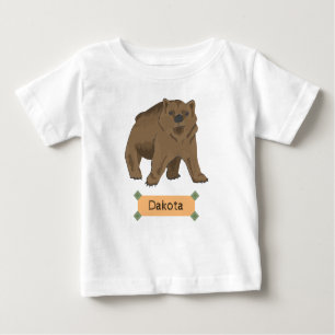 Cute Brown Bear Cub with Name Baby T-Shirt