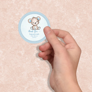 Cute Brown Bear For Boy Favour Thank You Classic Round Sticker