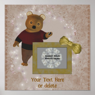 Cute Brown Bear Frame Personalised Photo Poster
