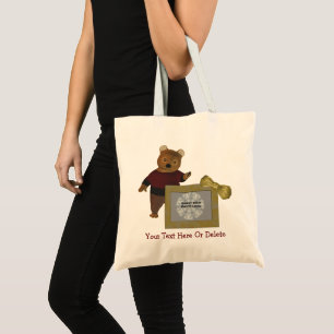 Cute Brown Bear Frame Personalised Photo Tote Bag