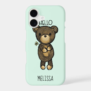 Cute Brown Bear Holding a Yellow Flower Custom
