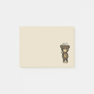 Cute Brown Bear Holding a Yellow Flower Post-it Notes
