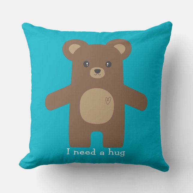 Cute Brown Bear Hug Cushion (Front)