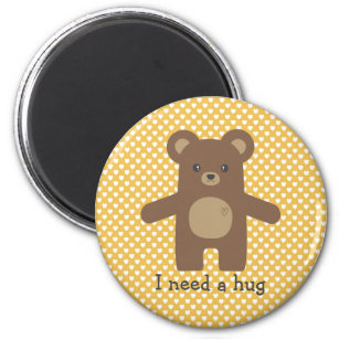 Cute Brown Bear Hug Magnet