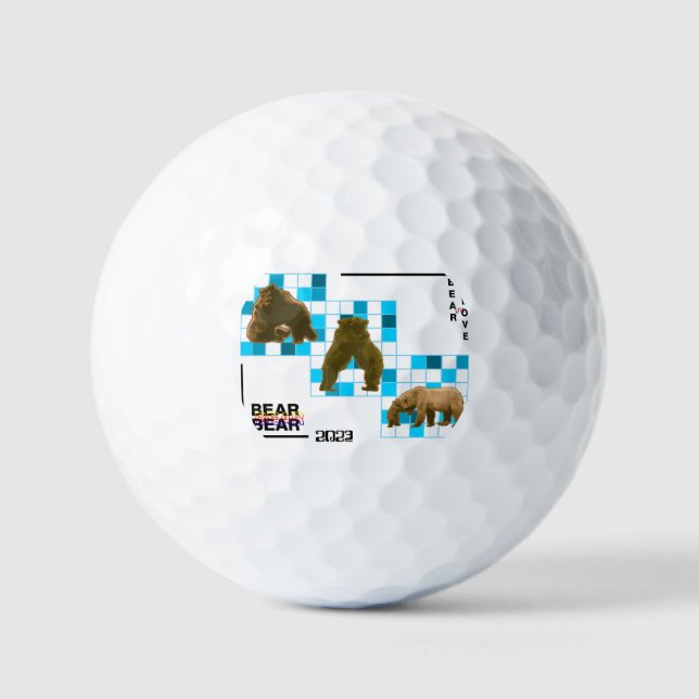Cute Brown Bear In Love Golf Balls (Front)
