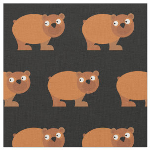Cute Brown Bear Kid Baby Nursery Black Fabric
