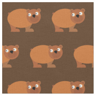 Cute Brown Bear Kid Baby Nursery Brown Fabric