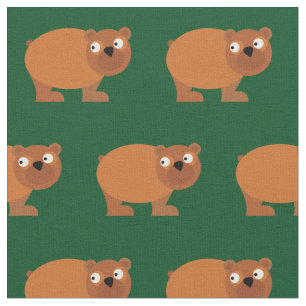 Cute Brown Bear Kid Baby Nursery Dark Green Fabric