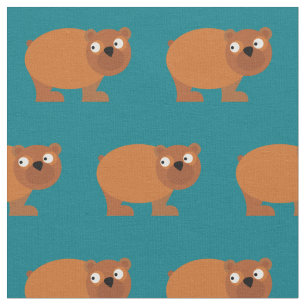 Cute Brown Bear Kid Baby Nursery Teal Fabric