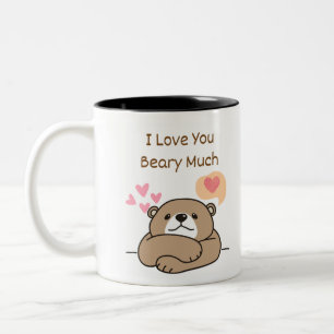 Cute Brown Bear Love Two-Tone Coffee Mug