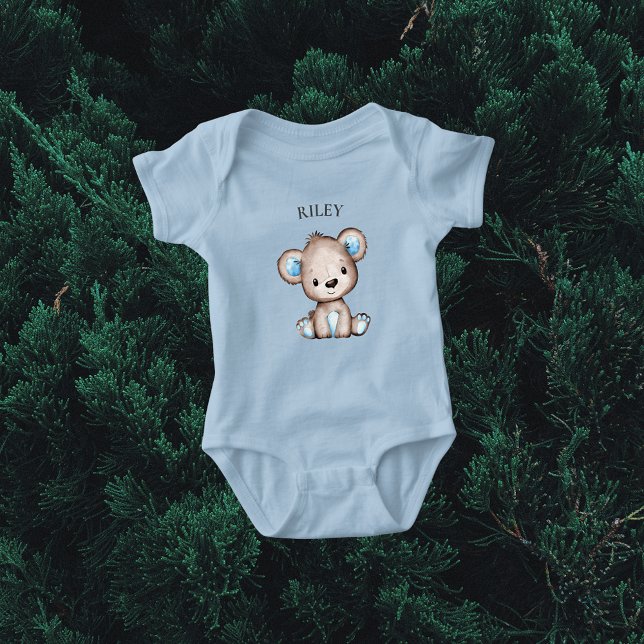 Cute Brown Bear Monogrammed Baby Bodysuit (Creator Uploaded)