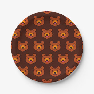 Cute Brown Bear Paper Plate