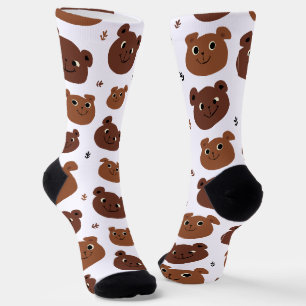 Cute brown bear pattern socks