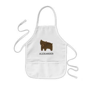 Cute Brown Bear Personalised Kids Apron